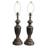 Pair of black marble lamps
