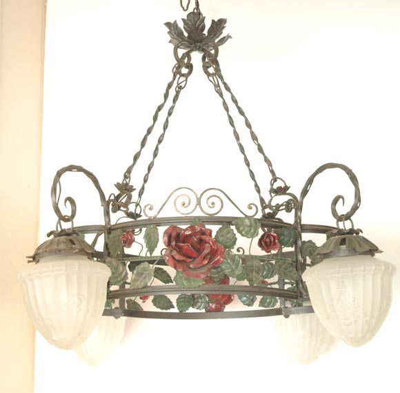 Iron Rose Covered Chandelier
