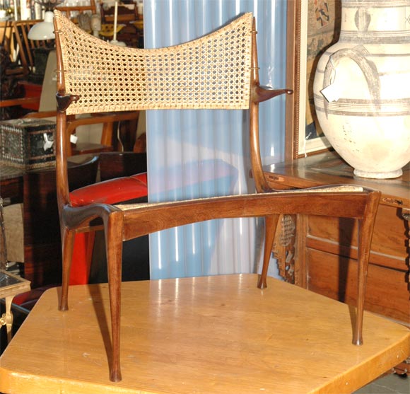  walnut and cane armchair by Dan Johnson from the 1960's