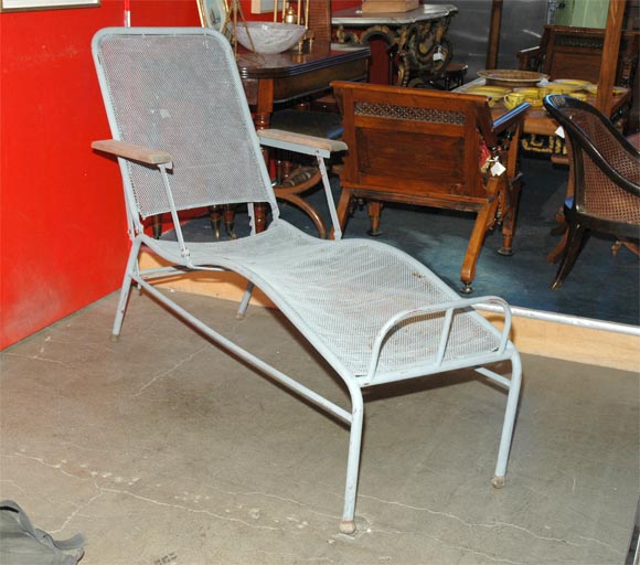 painted steel reclining chaise lounges by jules leleu and ateliers jean prouve for the sanatorium martel de janville, c. 1935