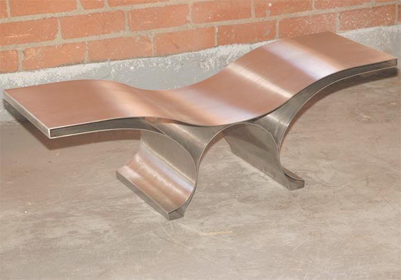 Maria Pergay stainless steel curved form bench from the 1980's
