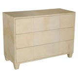 Three drawered parchment chest of drawers