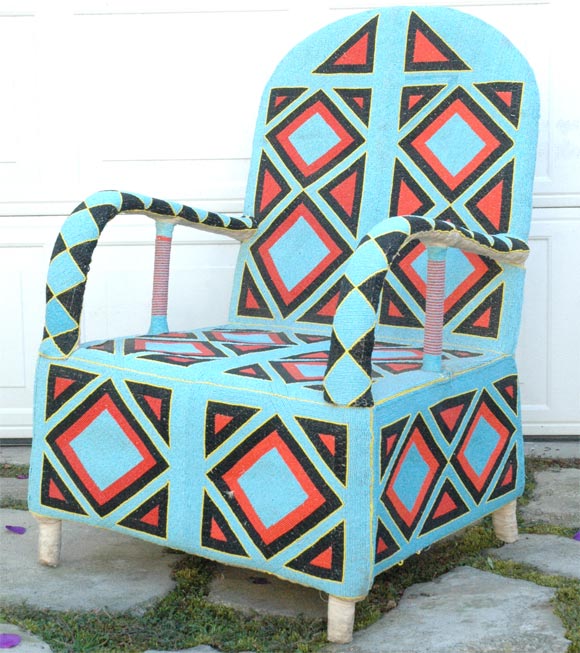 PAIR of African Beaded Chairs at 1stDibs