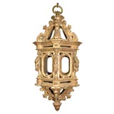 Antique C. 1900 Italian Carved Wood Gilt Lantern