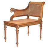 C. 1880 French Carved Wood and Cane Corner Chair