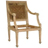 OLD  Wood and Cane Italian Arm Chair Frame