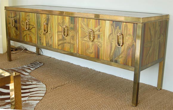 Mastercraft  Acid Etched Brass Sideboard.