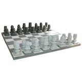 Oversize concrete chess set.
