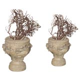 A Pair of Grand Scale Neoclassical Inspired Marble Garden Urns