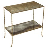 Faux Bamboo Baguès Brass and Glass Side Table