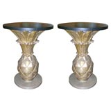 Pair of Plaster and Painted Wood Occasional Tables, Fr 1930s