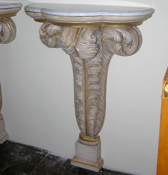 French Pair of Plaster Console Tables by Maison Jansen For Sale