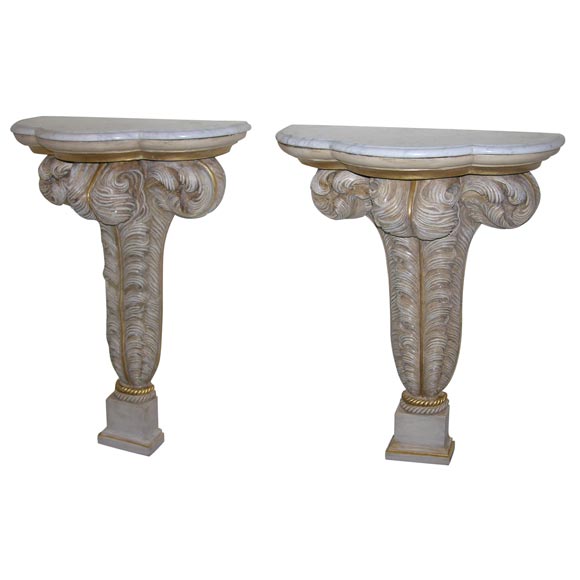 Pair of Plaster Console Tables by Maison Jansen For Sale