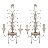 Pair of English Painted Metal Tolle Sconces