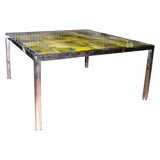 Coffee Table with "Planéte" Tiles by Roger Capron