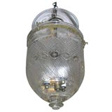 antique heavily etched glass knob belljar lantern