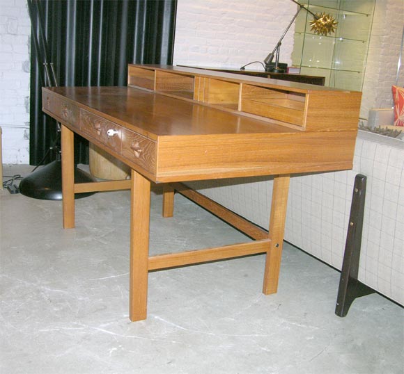 Teak 1960's flip top desk, mfg. Lovig, Denmark