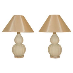 Pair of Ceramic Gourd Lamps with Shagreen like finish