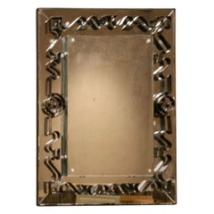 French Art Deco Wrought Iron Mounted Mirror by Poillerat