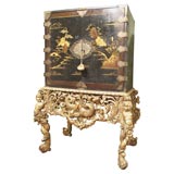 James II Japanned Lacquer Cabinet on Stand, Circa 1650