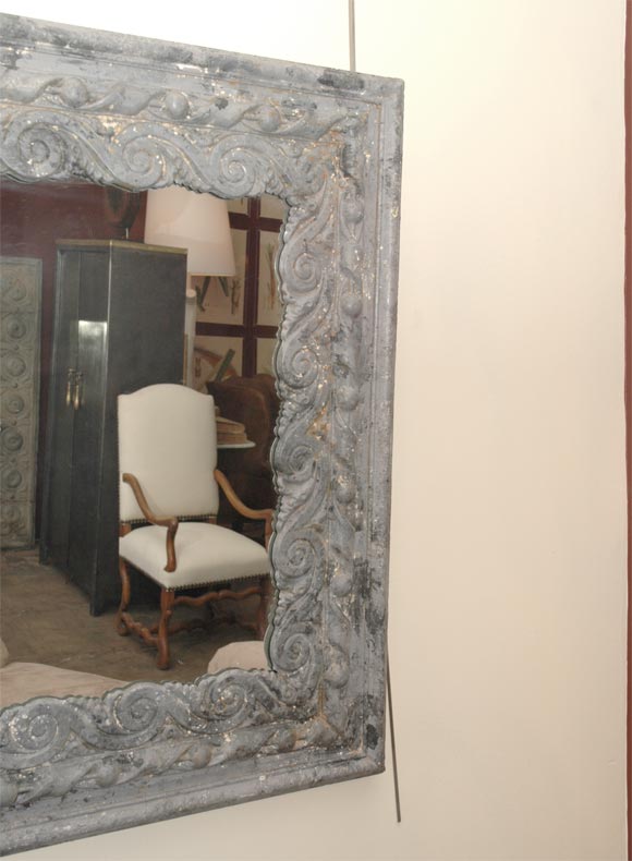 Zinc Framed  Mirror In Excellent Condition In Los Angeles, CA