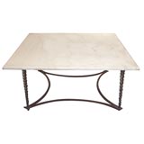 Bronze Table Base with Travertine Plateau