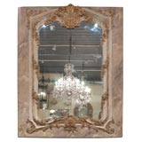 Antique faux marble and giltwood trumeau