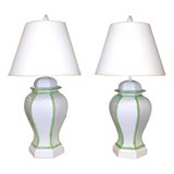 Pair Faux Bamboo Lamps