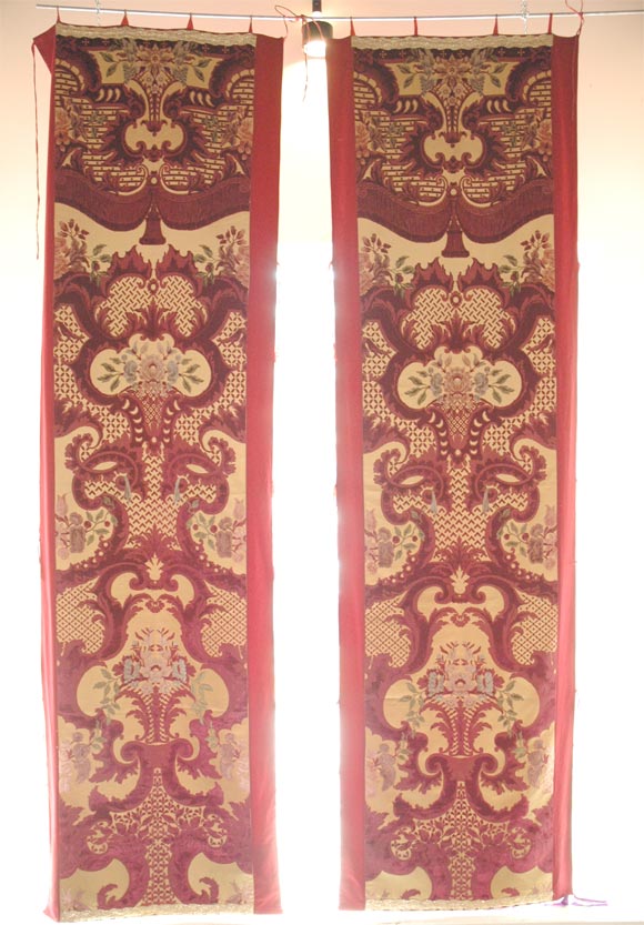 Rare pair of Venetian Hand Loomed silk velvet panels<br />
Note there is not a repeat in panel length<br />
made for San Moise'