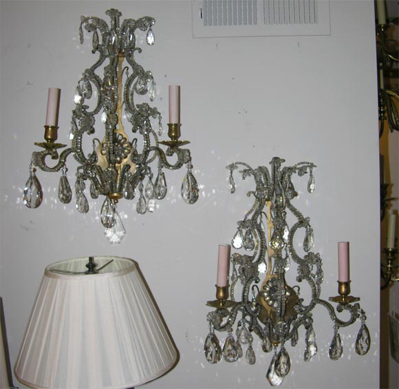 Pair of two light French Louis XVI style wall sconces
