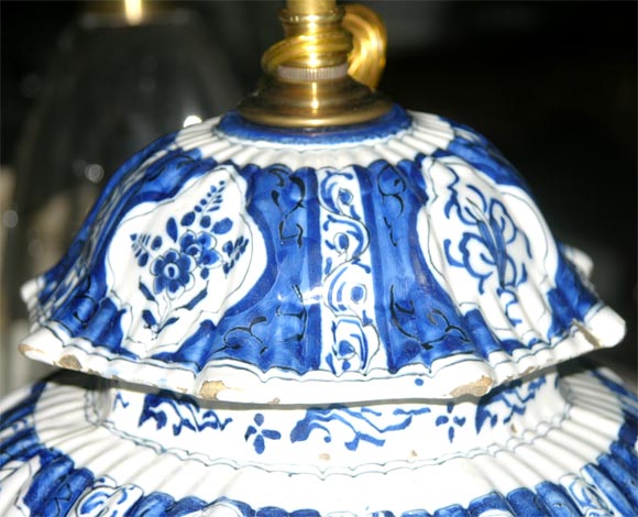 Pair Delft vases mounted as lamps. 1