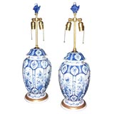Antique Pair Delft vases mounted as lamps.
