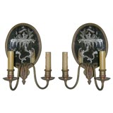 A Pair of American Oval Back Bronze Wall Sconces