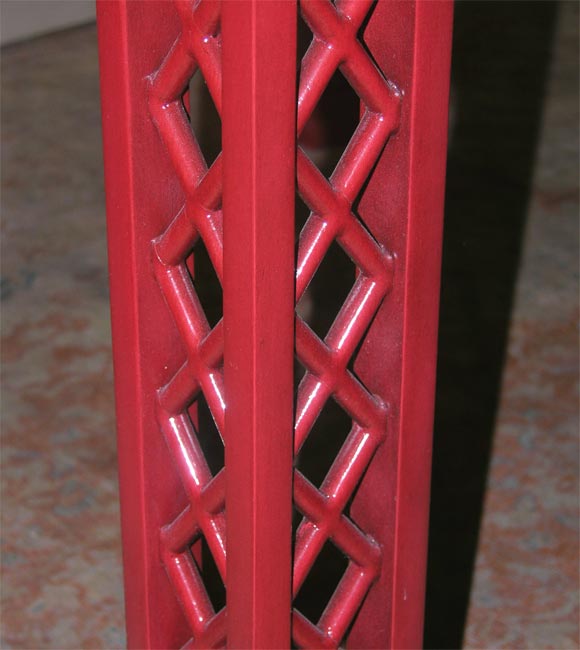Vintage Chinese Red Lattice Game Table 2