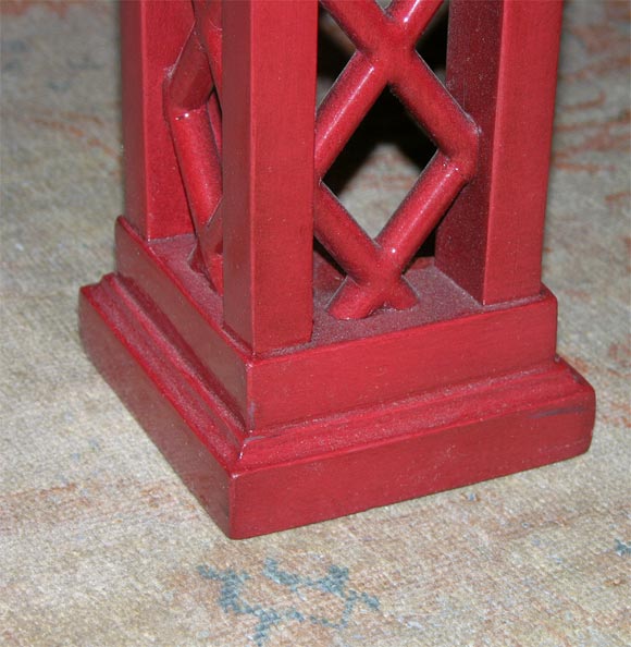 Vintage Chinese Red Lattice Game Table 3