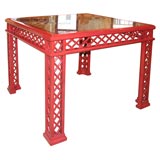 Vintage Chinese Red Lattice Game Table