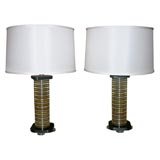 Pair of Moderne Lucite Disk Lamps Pair of Moderne Lucite Disk Lamps