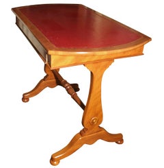 Fruitwood  Leather Top Writing Table