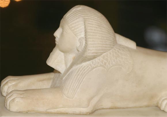 Pair of Carved Marble Sphinx In Good Condition In Hudson, NY