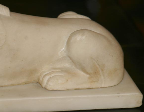 20th Century Pair of Carved Marble Sphinx