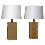 Pair of Table Lamps in Ostrich and Python by Karl Springer