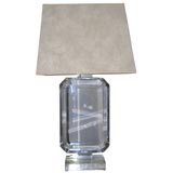 Large Solid Lucite Bock Table Lamp by Les Prismatiques