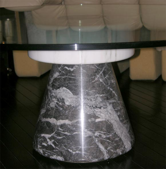 Coffee Table with Marble Base and Glass Top by Giotto Stoppino at