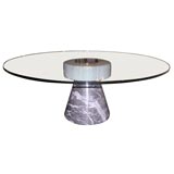 Coffee Table with Marble Base and Glass Top by Giotto Stoppino