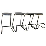 Vintage Set of 4 Bar Stools in Polished Chrome from Stendig