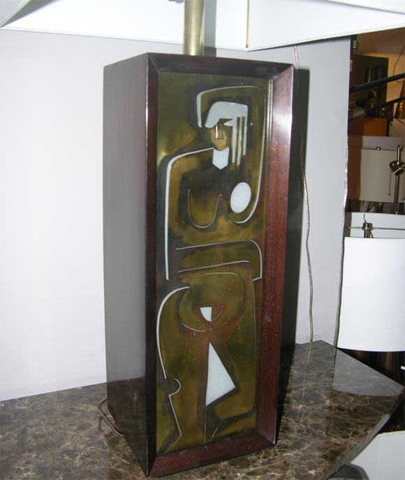 Mid-Century Modern Pair of Modernist Table Lamps with Abstract Male and Female