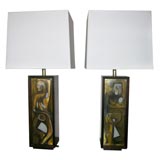 Pair of Modernist Table Lamps with Abstract Male and Female