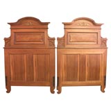 Antique Pair of French Walnut Headboards