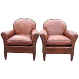PAIR OF LEATHER CLUB CHAIRS