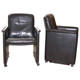 PAIR OF LEATHER ARMCHAIRS BY deSede